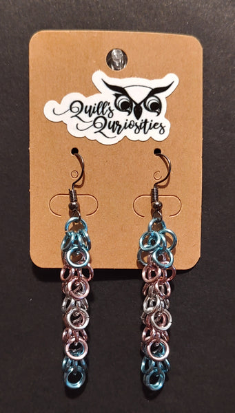 Transgender PrideMaille Earrings- Long